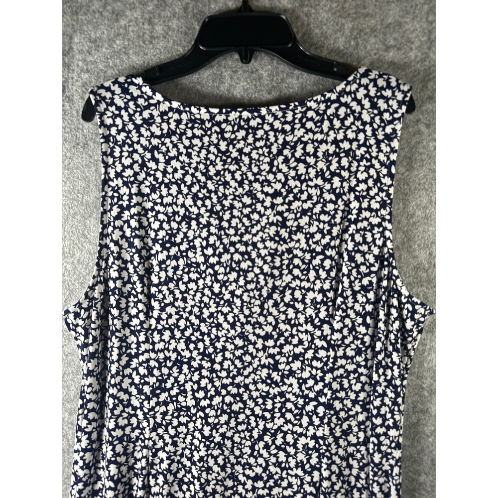 MSK Womens Navy Blue White Floral Sleeveless Maxi Dress Ring Detail XL - Picture 7 of 11